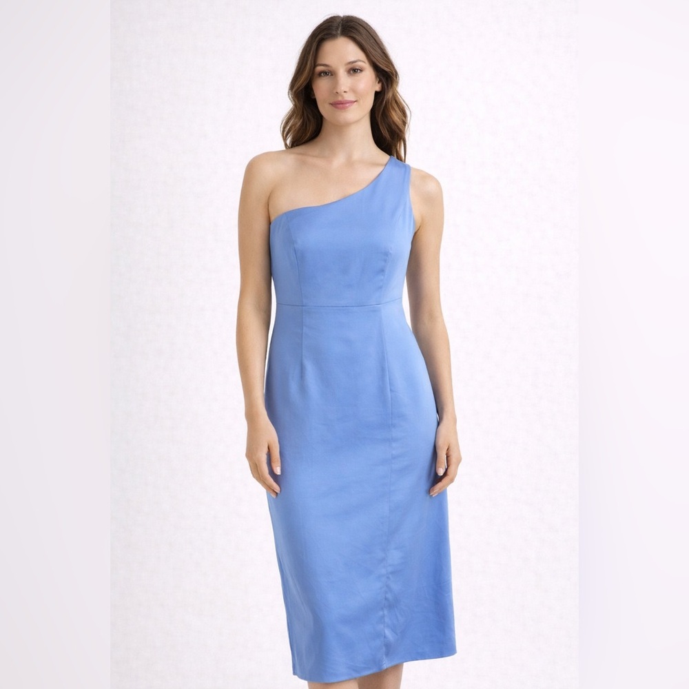 New York & company One-Shoulder Pleated Satin Midi Dress - Do+Be | Small NWT